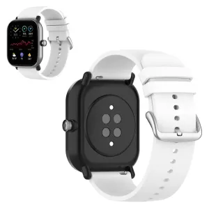 20mm simple silicone watch strap  for Amazfit watch - White / Silver Buckle