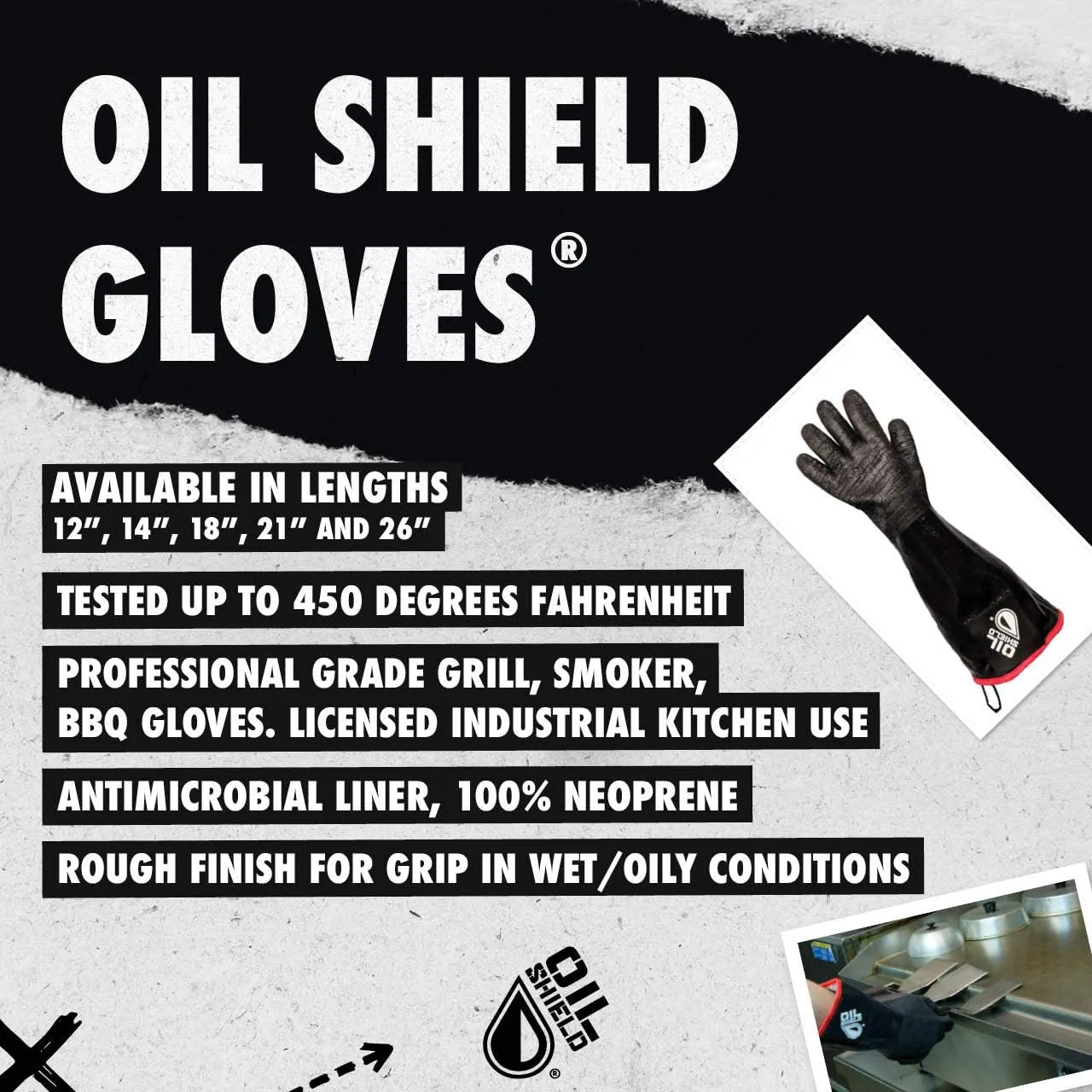 99145   Oil Shield®, 14" High Temp Neoprene Insulated Gloves, Men's Size L
