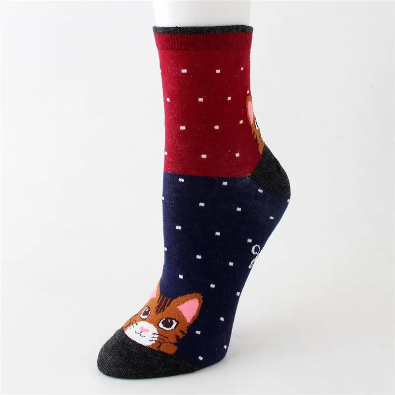 Animal Cartoon Striped Cotton Cute Socks For Women