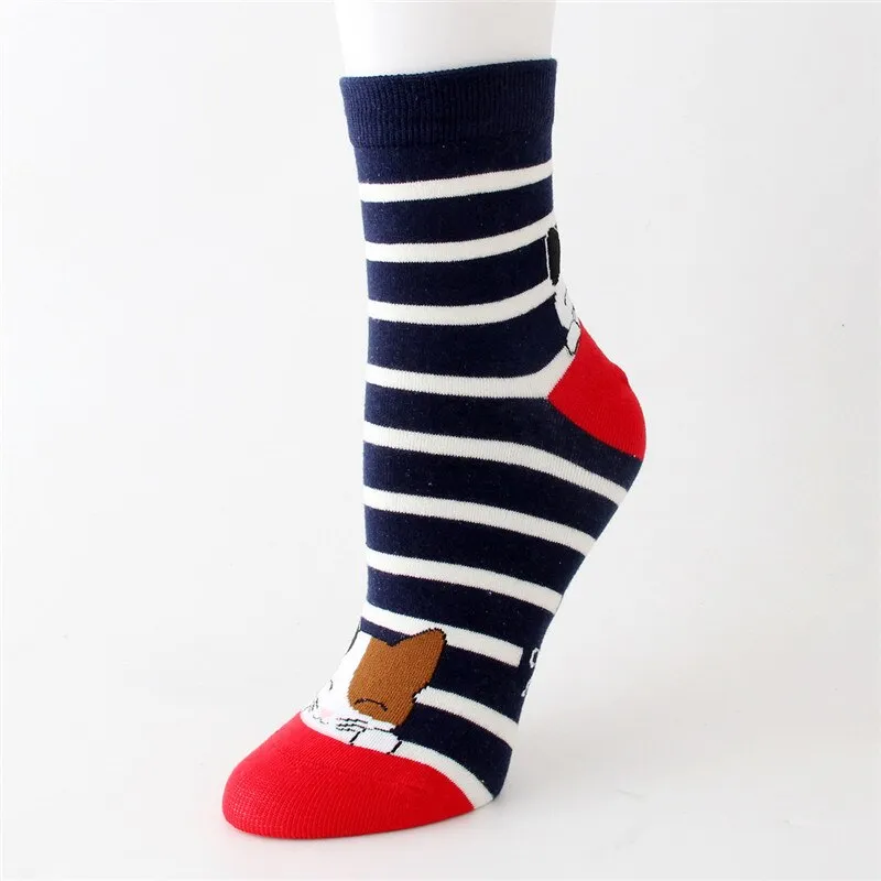 Animal Cartoon Striped Cotton Cute Socks For Women