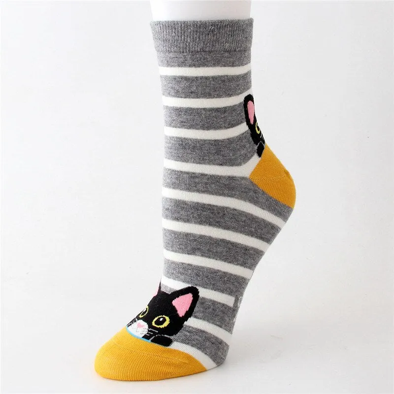 Animal Cartoon Striped Cotton Cute Socks For Women