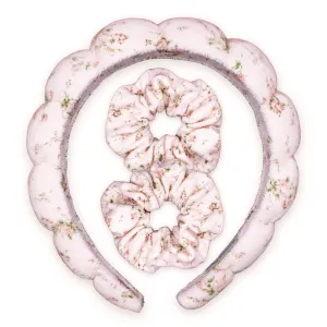 Bksmartz Designs x Frog Sac Spa Headband and Scrunchie Wristbands - Pink Floral
