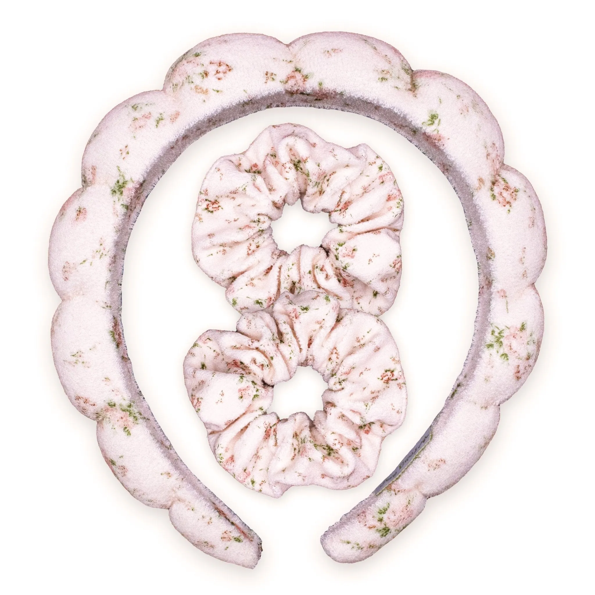 Bksmartz Designs x Frog Sac Spa Headband and Scrunchie Wristbands - Pink Floral