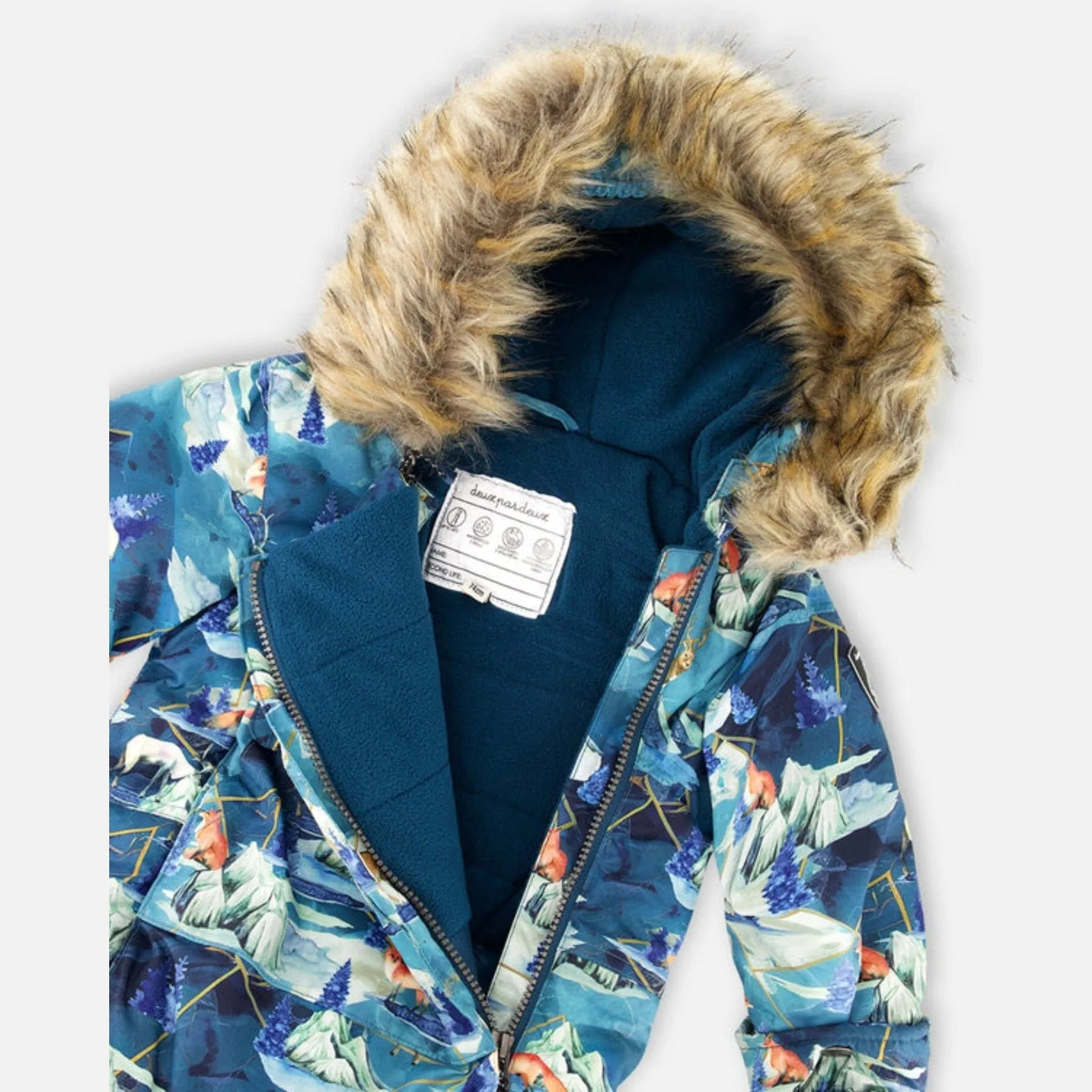 Deux Par Deux One-Piece Baby Snowsuit - Animals and Glaciers