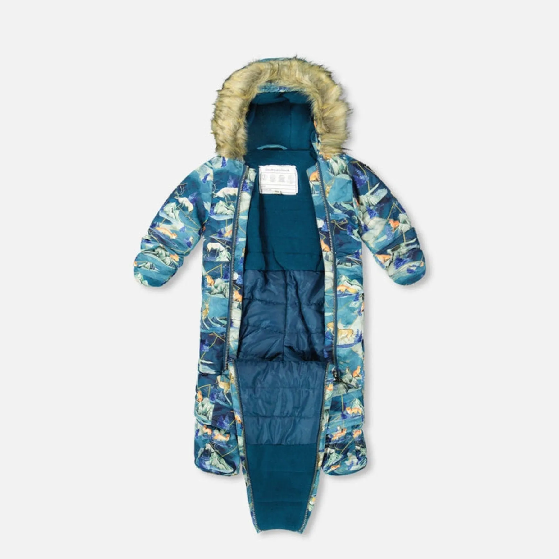 Deux Par Deux One-Piece Baby Snowsuit - Animals and Glaciers