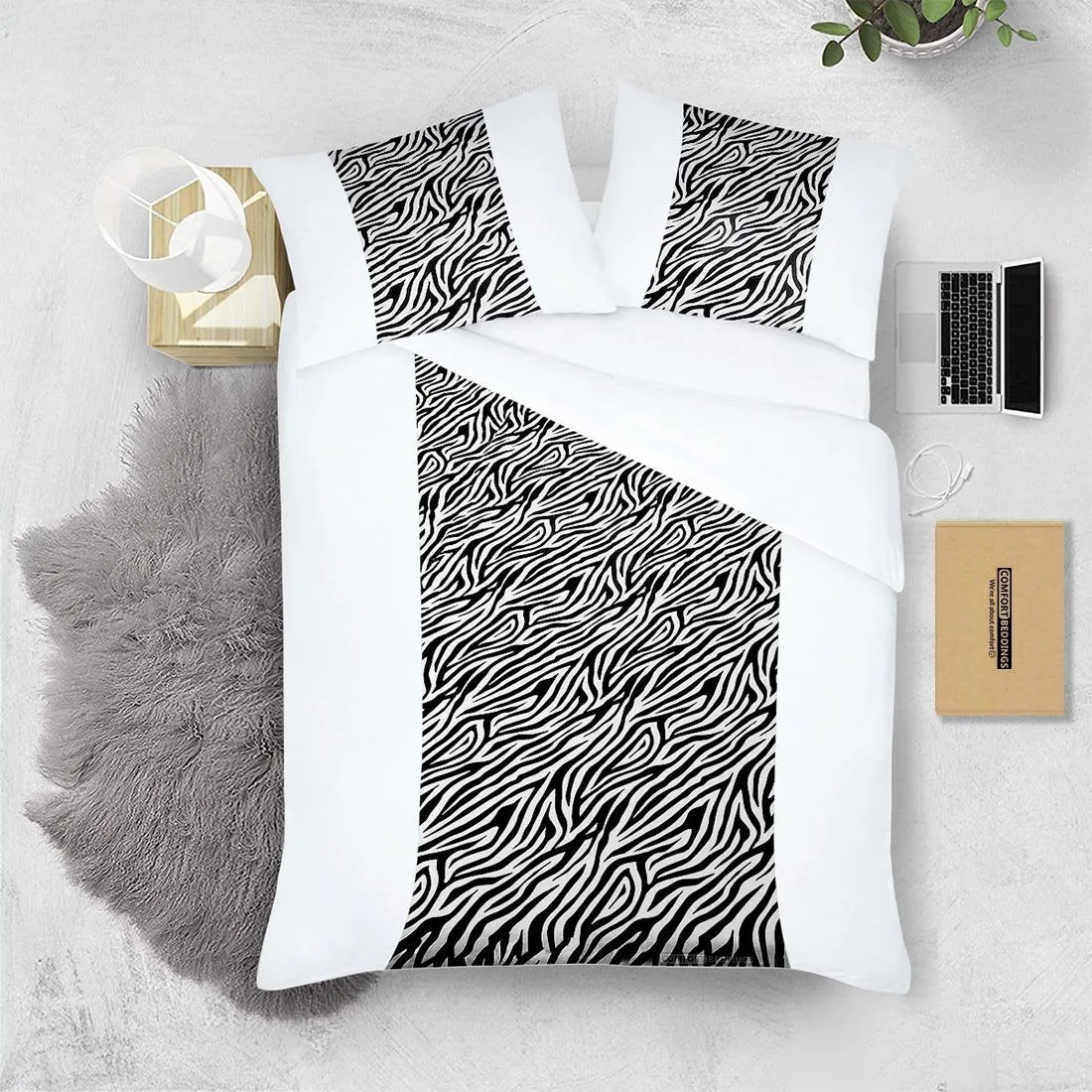 Elegant  Zebra contrast Colour Bar Duvet Cover