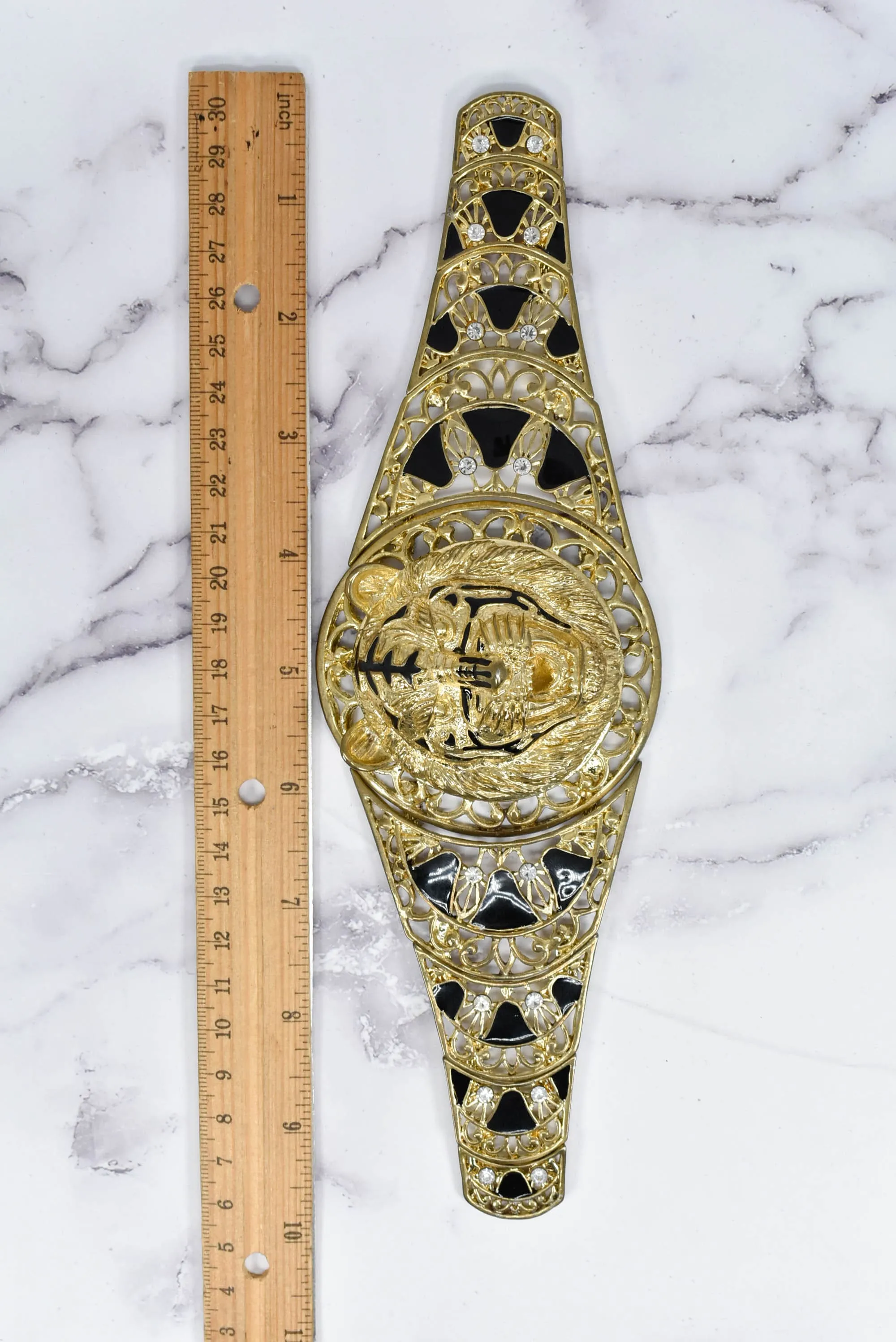 Gold and Black Lion Buckle 9.75" x 2.75" - 1 Piece