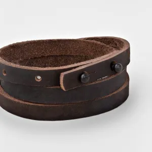 KLAIPEDA Leather Mens Womens Cuff Bracelets Designer Wrap Wristbands Dark Brown Matte Black