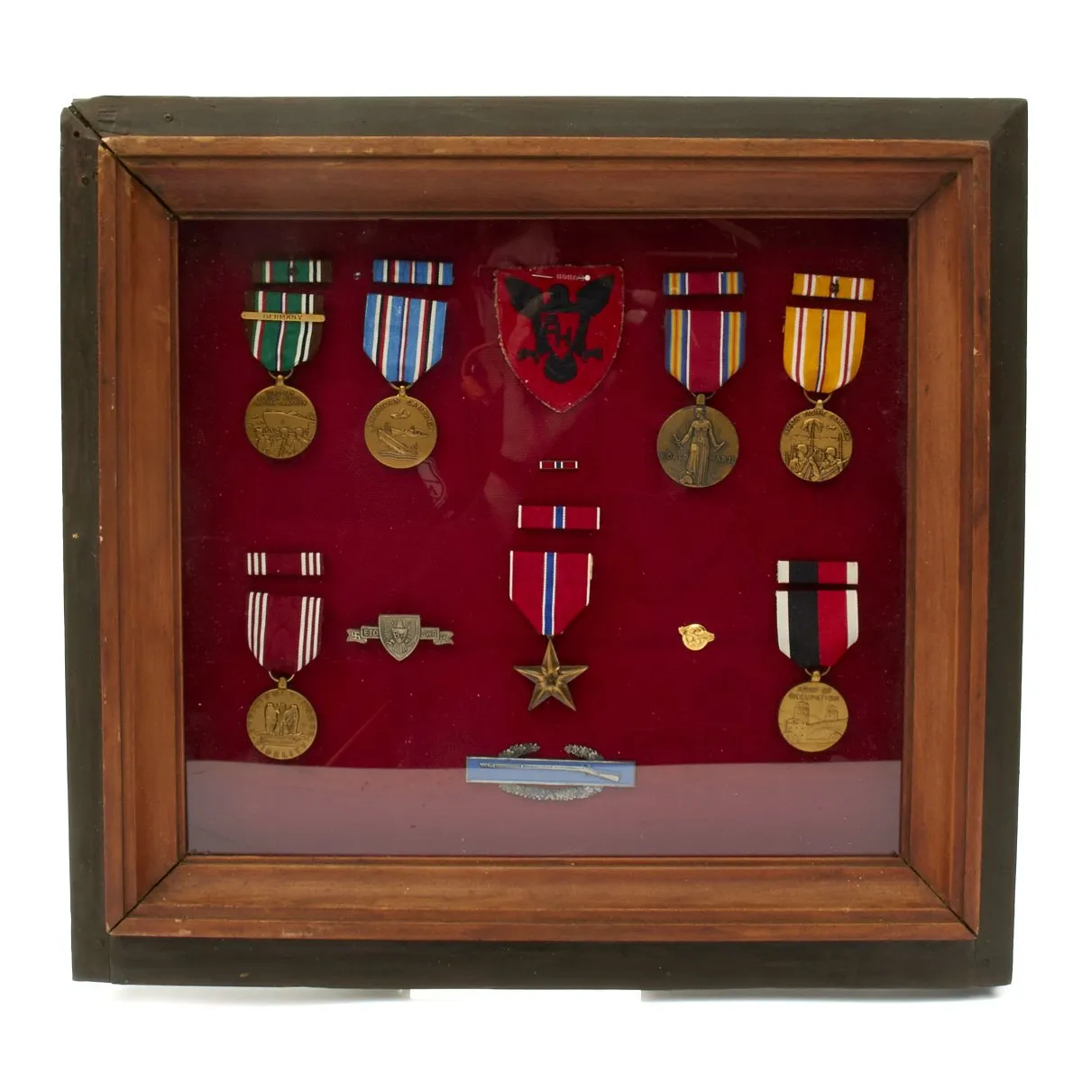 Original U.S. WWII 86th Infantry Division Bronze Star Grouping with Framed Medals and Map