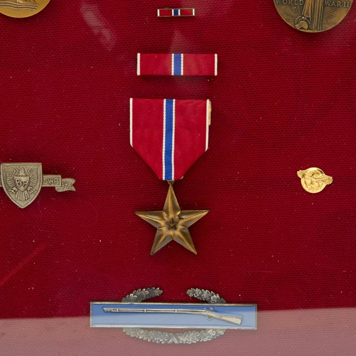 Original U.S. WWII 86th Infantry Division Bronze Star Grouping with Framed Medals and Map