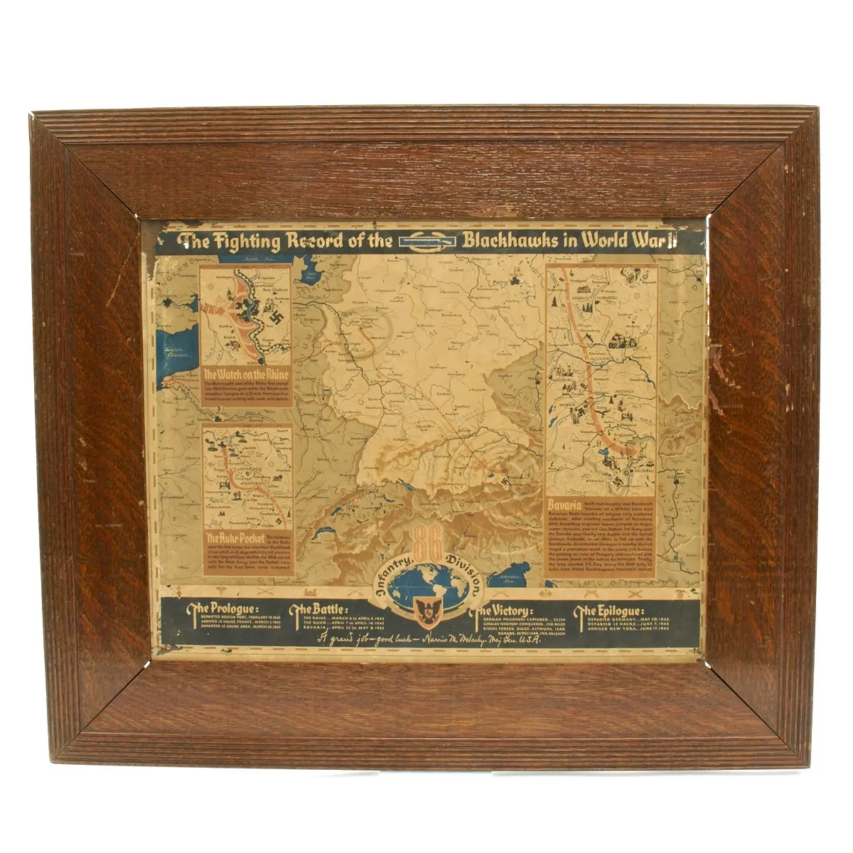 Original U.S. WWII 86th Infantry Division Bronze Star Grouping with Framed Medals and Map