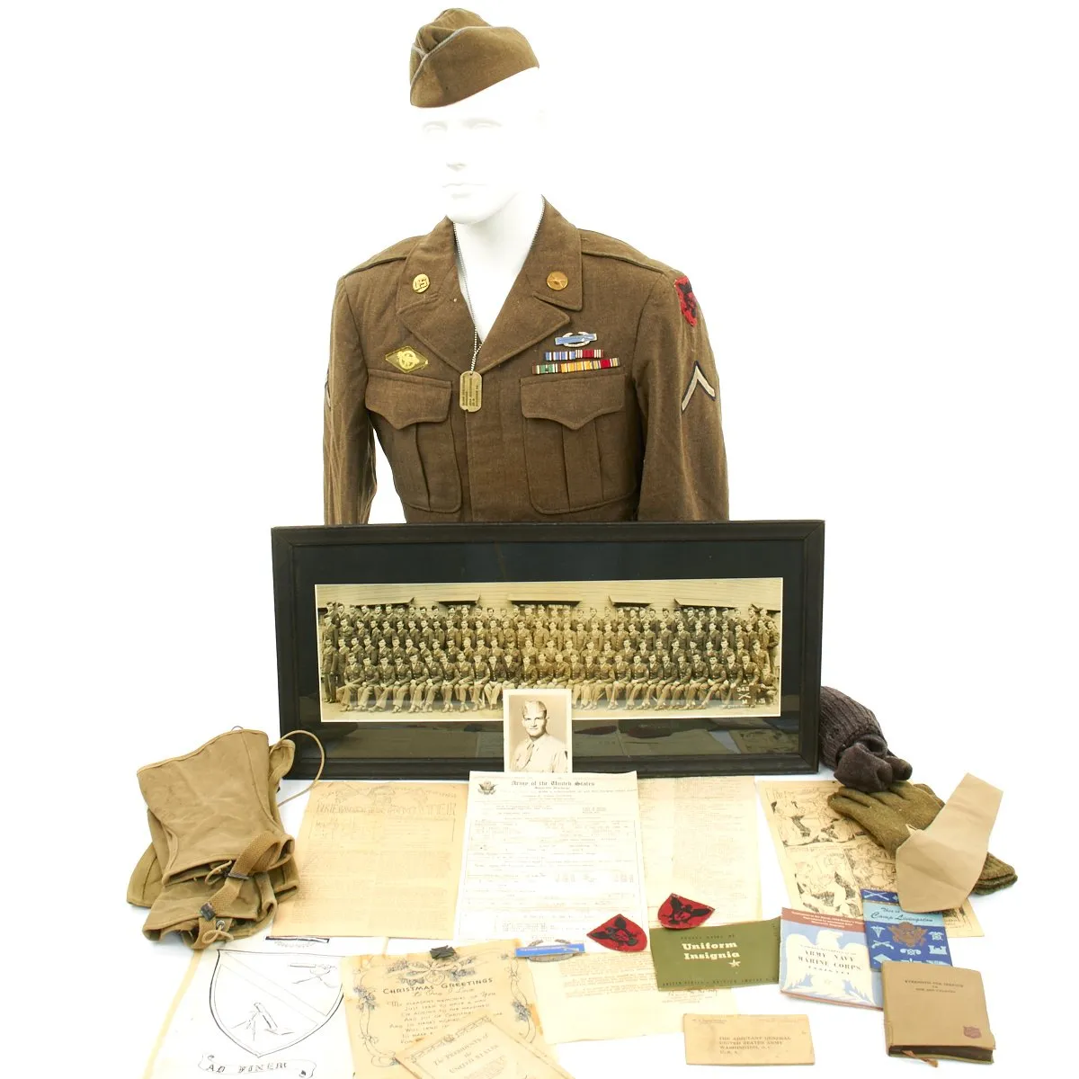 Original U.S. WWII 86th Infantry Division Bronze Star Grouping with Framed Medals and Map