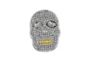 Rhinestone Skull Brooch 3.25" x 2.25" - 1 Piece