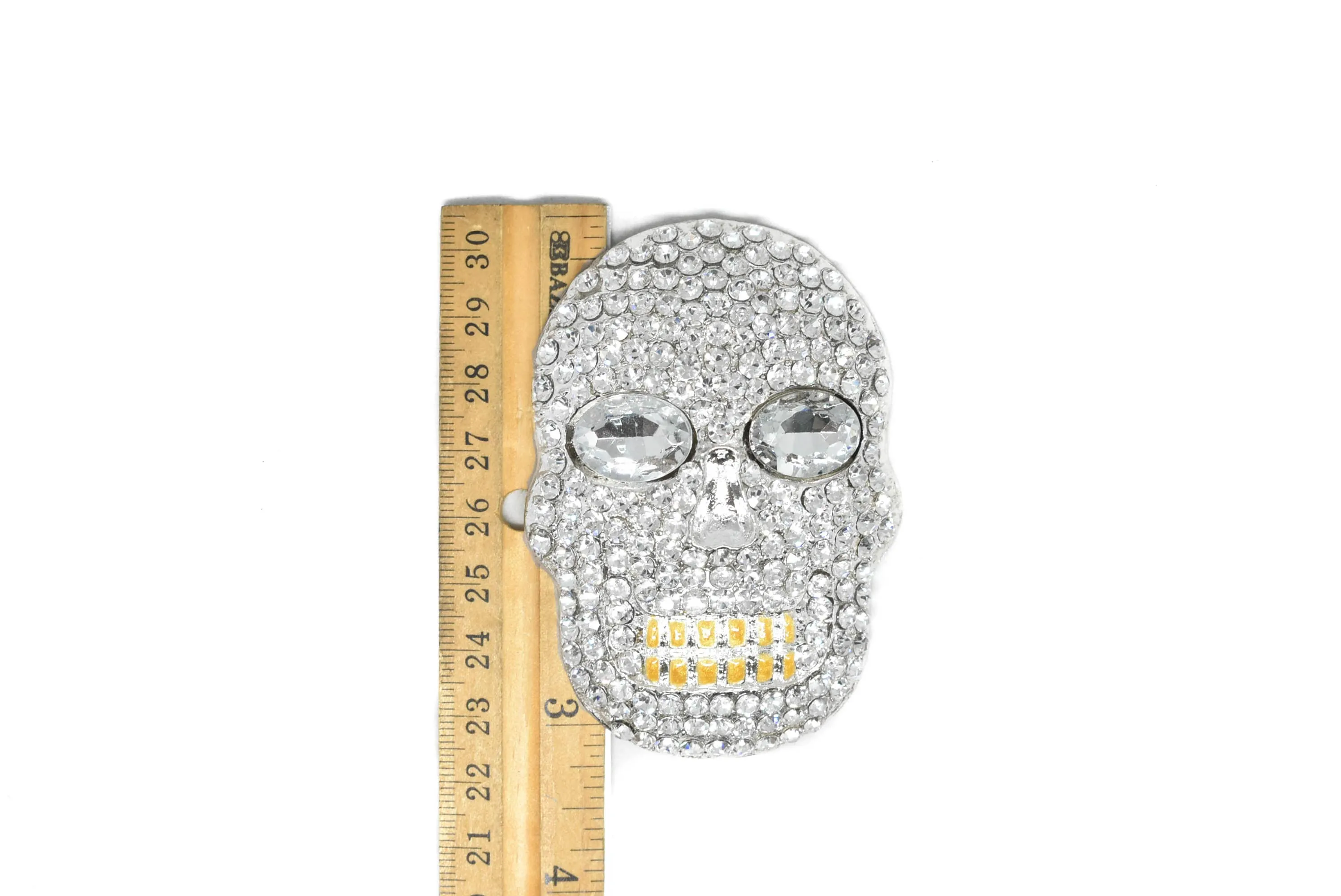 Rhinestone Skull Brooch 3.25" x 2.25" - 1 Piece