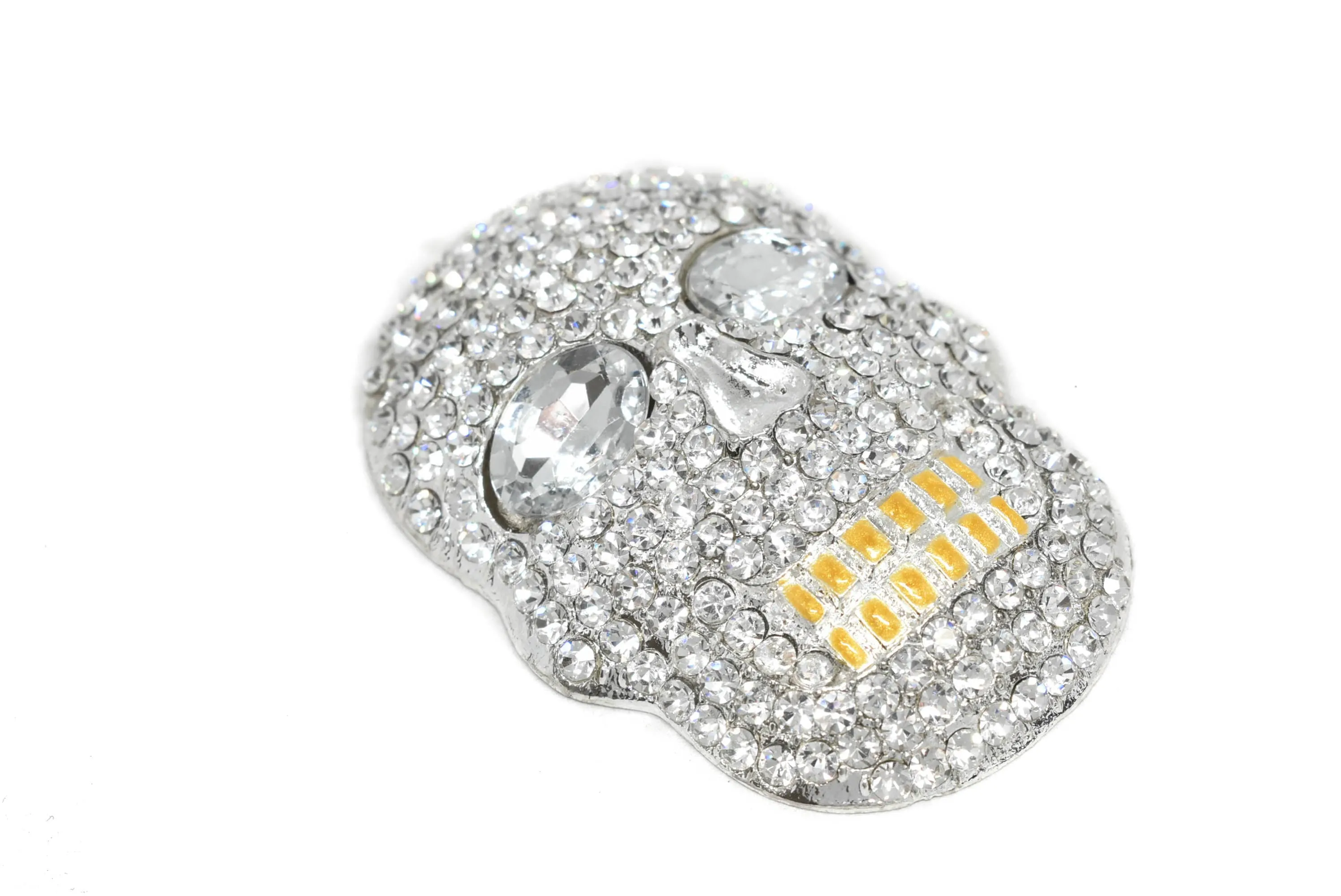 Rhinestone Skull Brooch 3.25" x 2.25" - 1 Piece