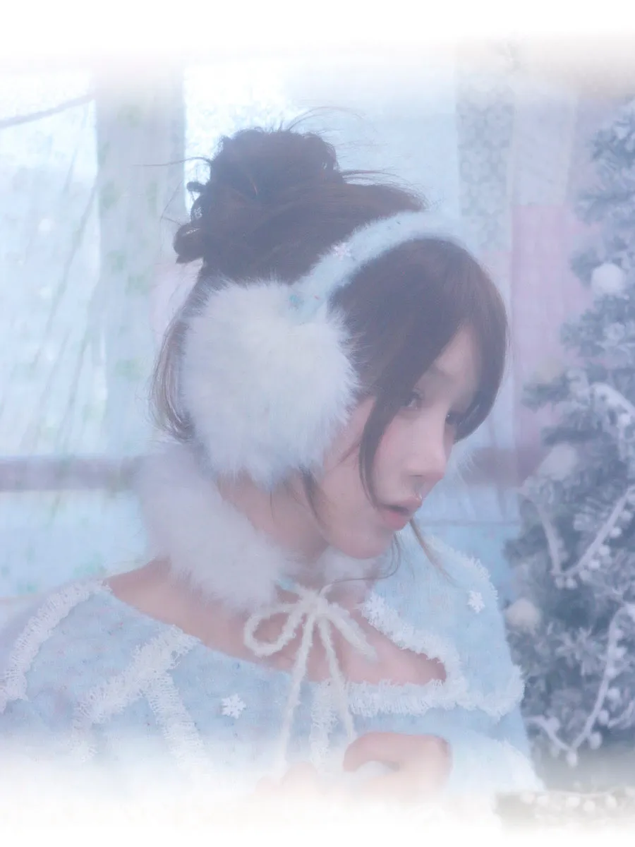 Rose Island 24AW Gift - Faux Fur Mini Pom Pom Scarf