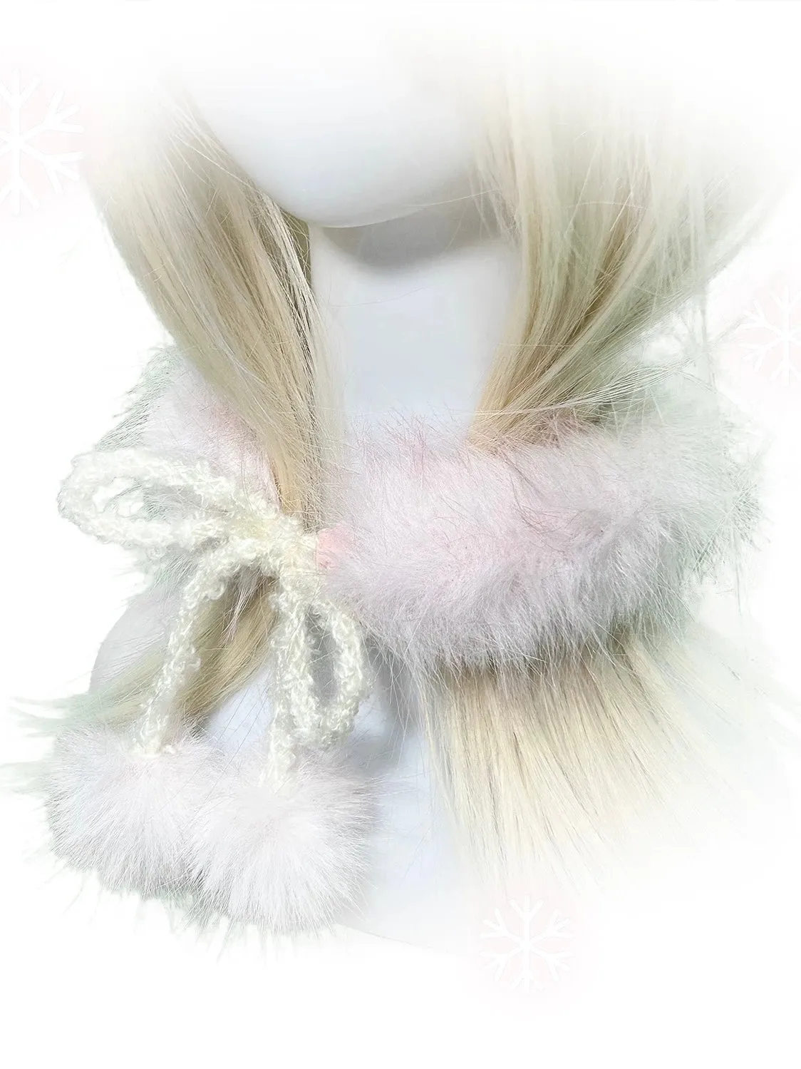 Rose Island 24AW Gift - Faux Fur Mini Pom Pom Scarf
