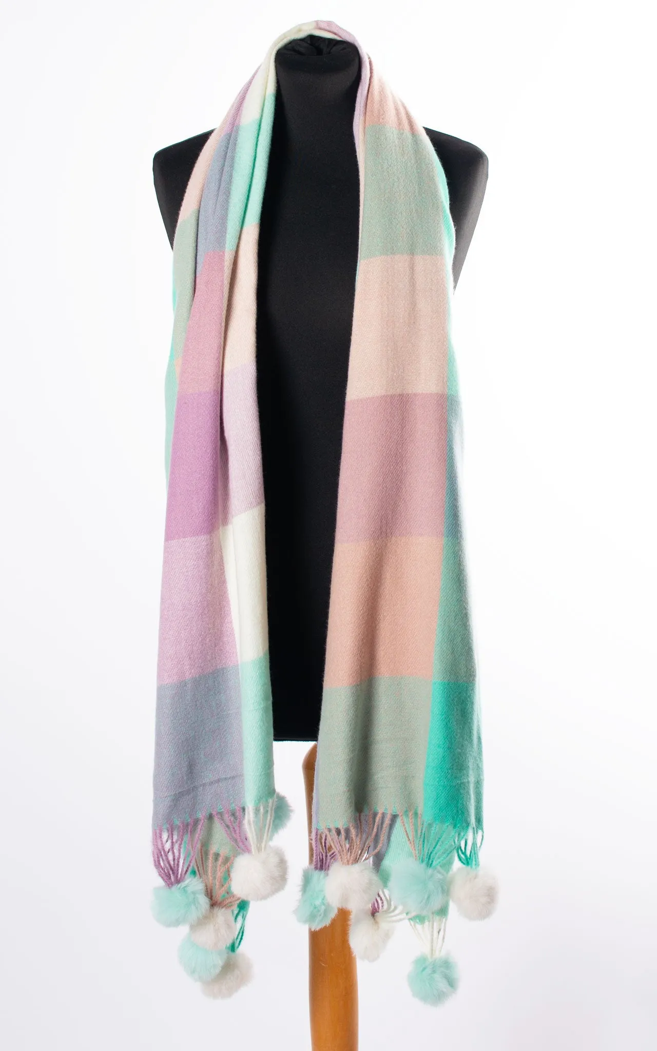 Scarf | Pom Pom Pastel | Green & Violet