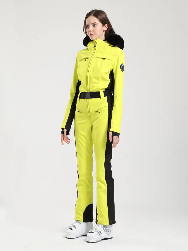 Women's Gsou Snow Classic Faux-Fur Trim Flare Ski Suit