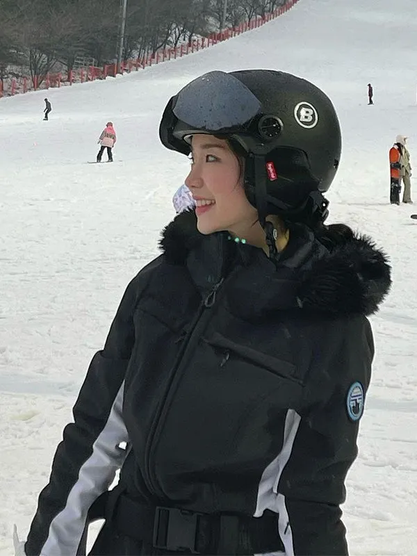 Women's Gsou Snow Classic Faux-Fur Trim Flare Ski Suit