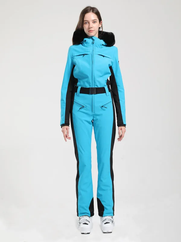 Women's Gsou Snow Classic Faux-Fur Trim Flare Ski Suit