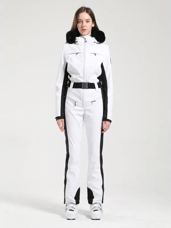 Women's Gsou Snow Classic Faux-Fur Trim Flare Ski Suit