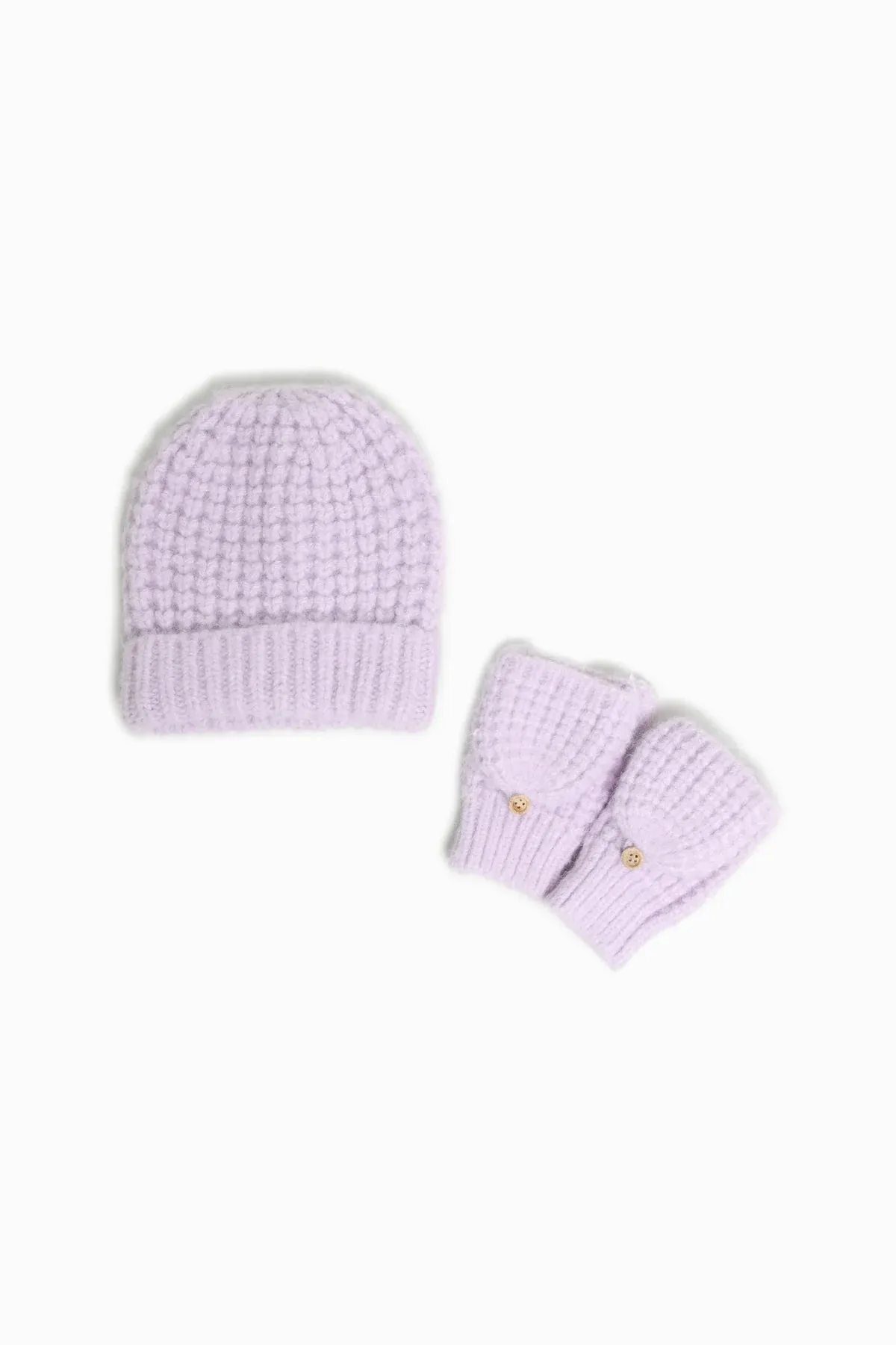 Wool Blend Waffle Knit Flip Mittens